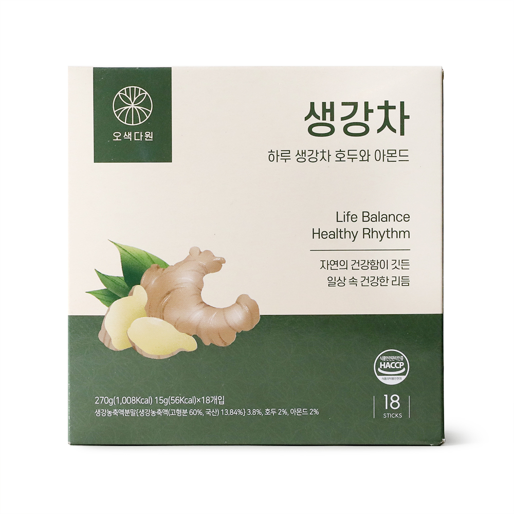 하루생강차 호두와아몬드 15g*18입/오색다원