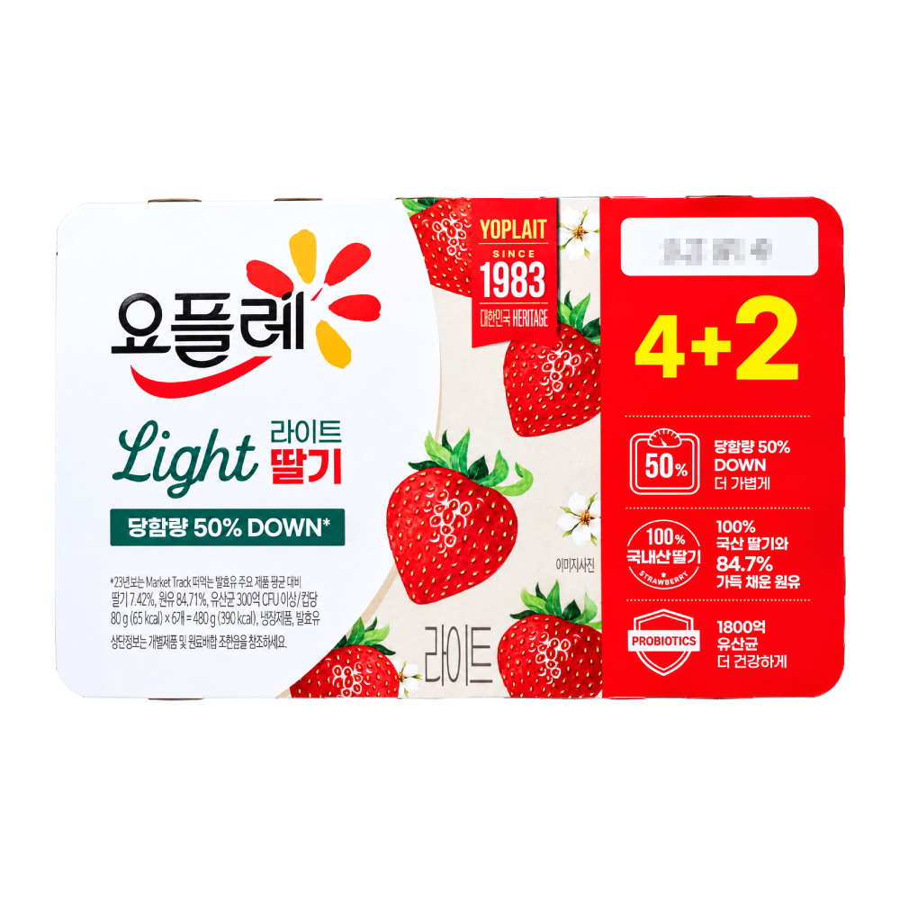 요플레라이트딸기 480g(80g*6입)/빙그레